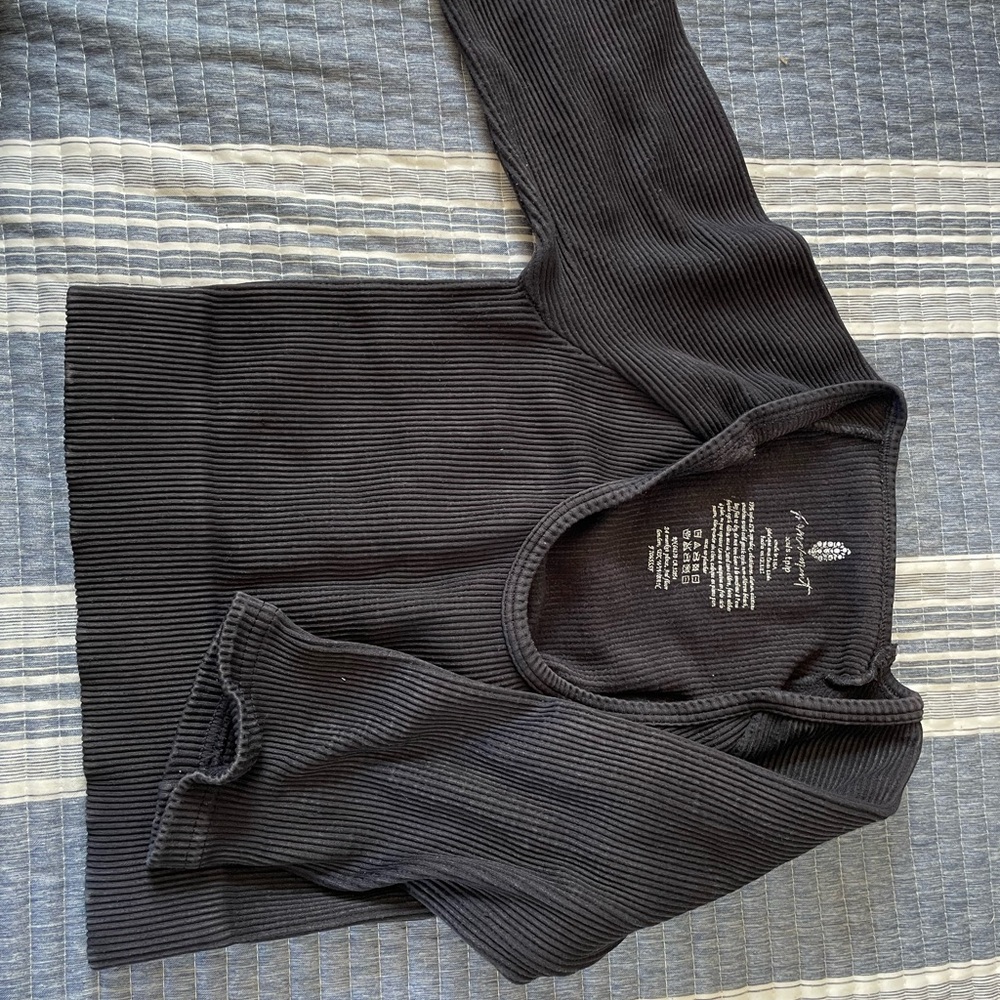 Black Ribbed Knit Top